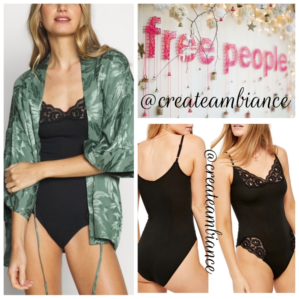 Free People Lace Inset Bodysuit